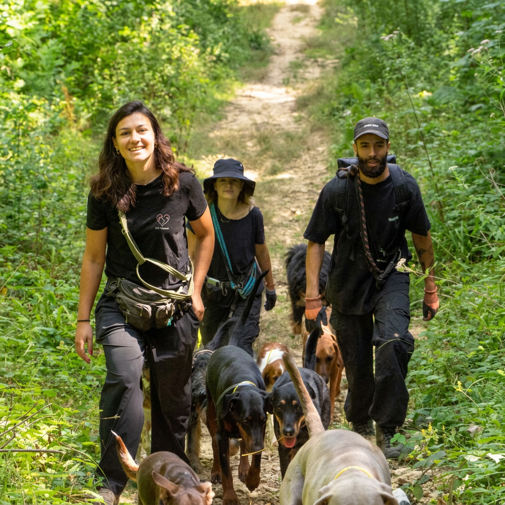 Jérémy et Chloé de Frizbee avec la meute